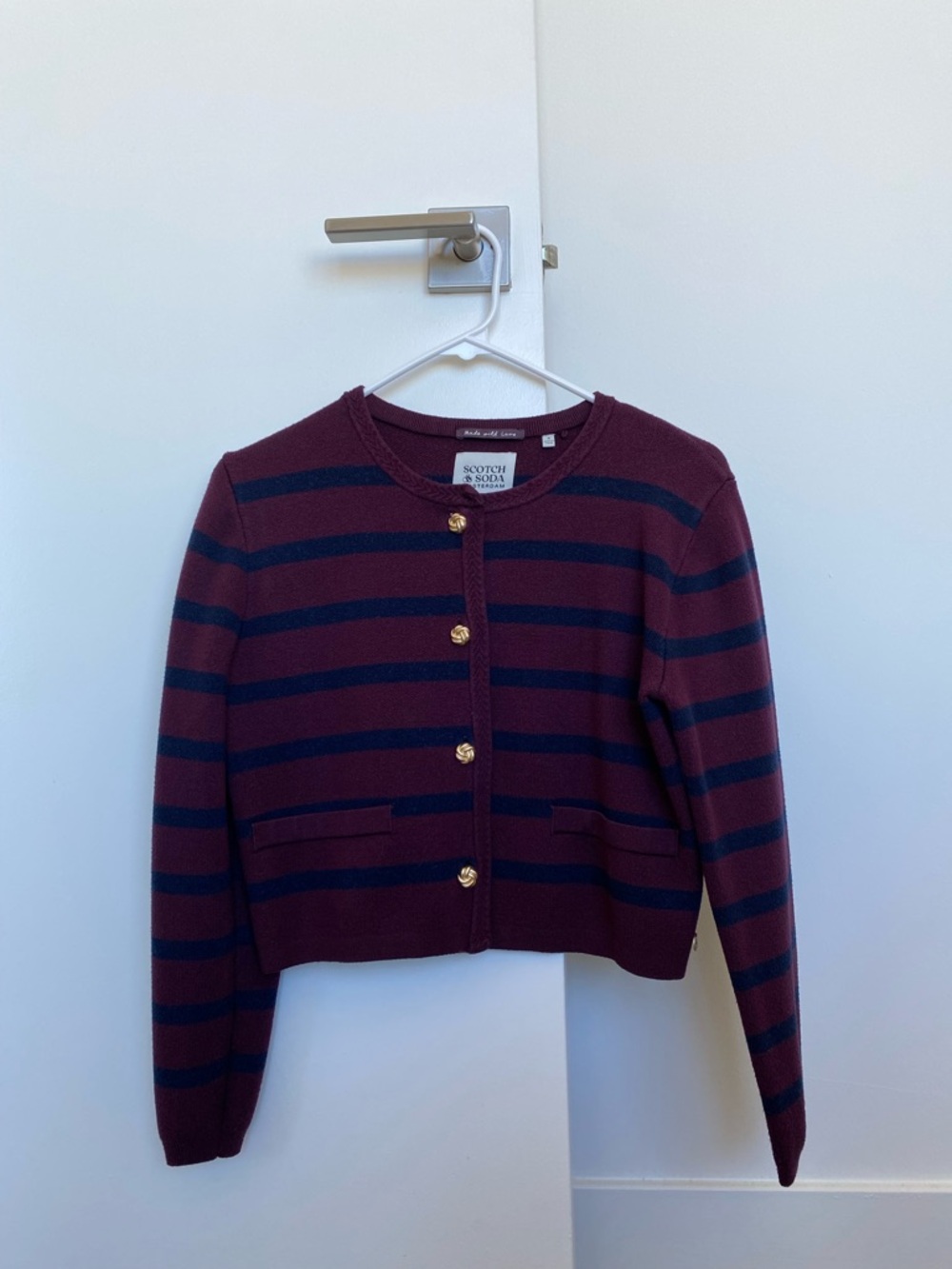 Scotch & Soda Striped Cardigan - Burgundy & Navy